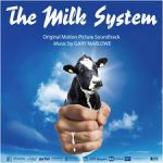 Documentary Poster The Milk System shows a blue sky with a fist holding a black and white cow